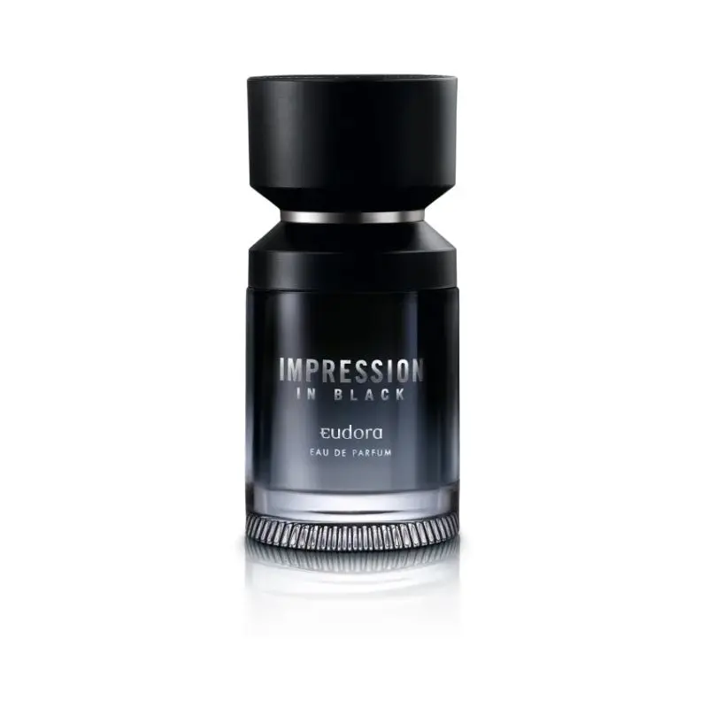 Frasco do Impression In Black, um dos melhores perfumes masculinos da Eudora.