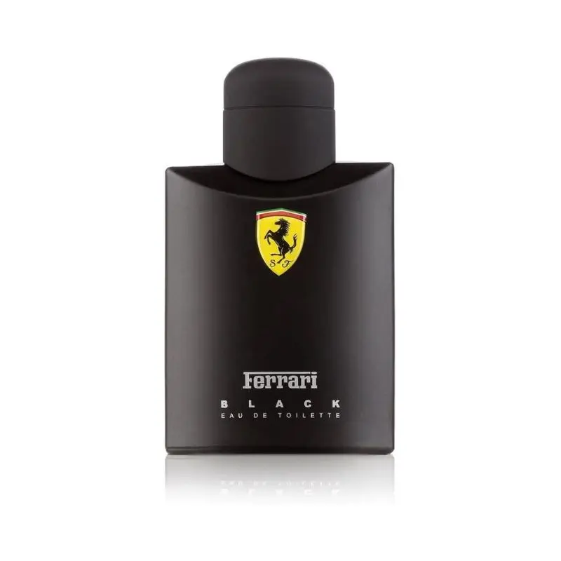 Frasco do perfume masculino importado Ferrari Black. Um dos melhores perfumes para o dia a dia para quem busca um importado de preço acessível