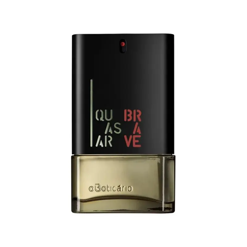 Frasco do perfume masculino nacional Quasar Brave, do Boticário.