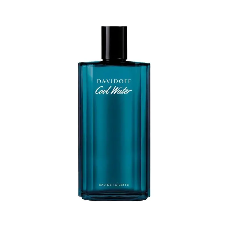 Frasco do perfume masculino Cool Water, de Davidoff. Uma ótima opção de perfumes masculinos para o calor do verão, importados e com preço bem acessível.