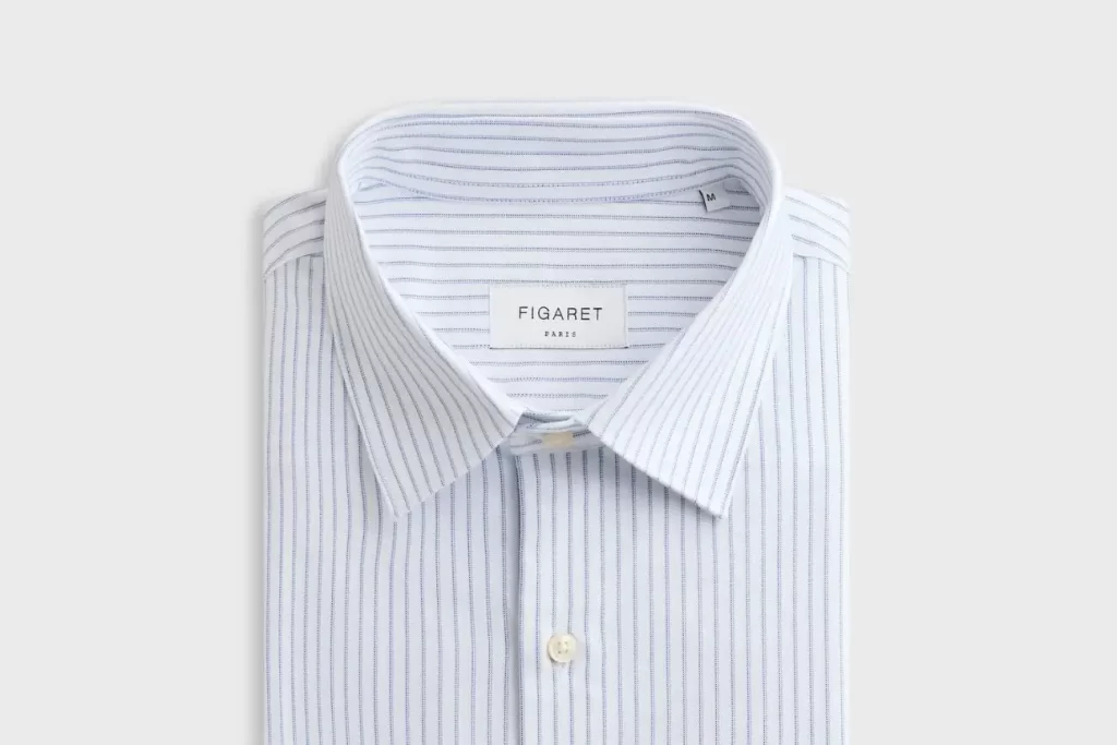 Camisa social com colarinho francês. Um dos tipos de colarinho mais versáteis e utilizados.