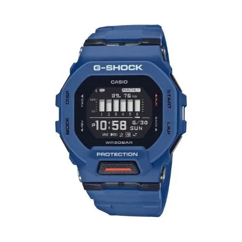 Relógio digital Casio G-Shock, com caixa em resina e pulseira em borracha.