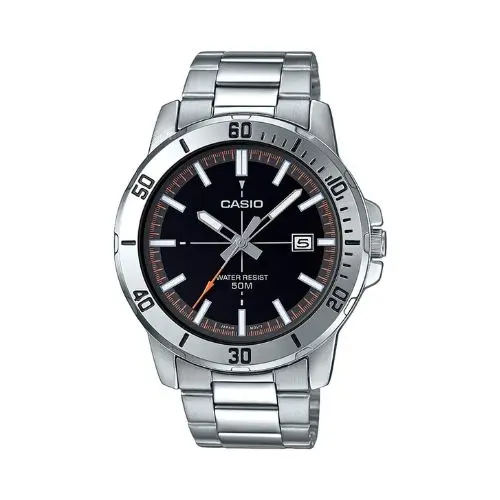 Relógio masculino Casio, com caixa e pulseira em aço inoxidável.