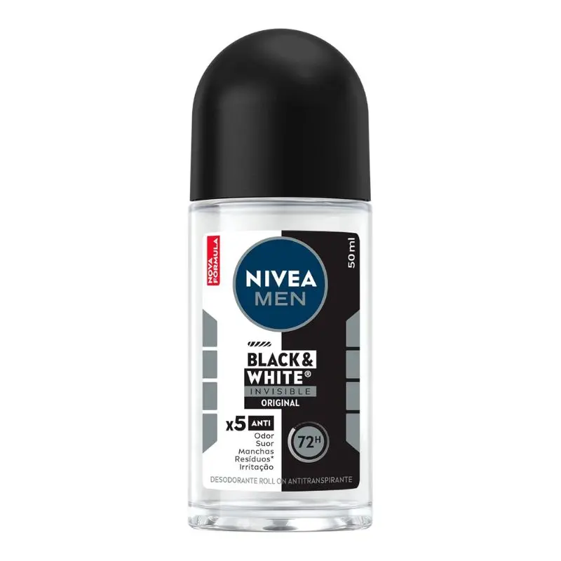 Desodorante masculino roll-no Nivea Men Black & White.