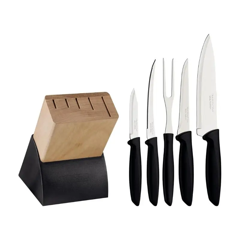 Jogo de facas com 5 peças, mais cepo de madeira, Tramontina.