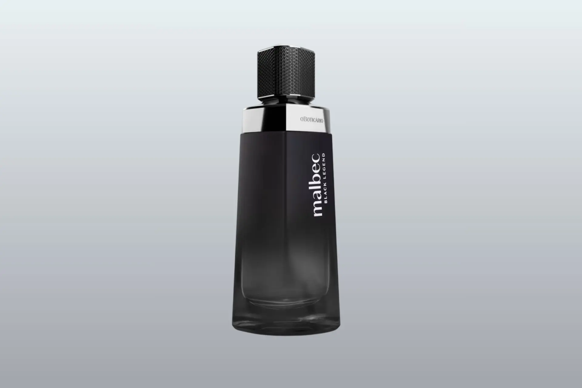 Frasco do perfume masculino Malbec Black Legend, do Boticário.